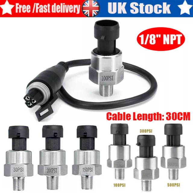 1/8NPT Stainless Pressure Transducer Sender Sensor For Oil Air Fuel Gas UK STOCK