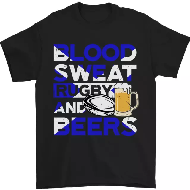 T-shirt da uomo scozzese Scotland Blood Sweat & Beers 100% cotone