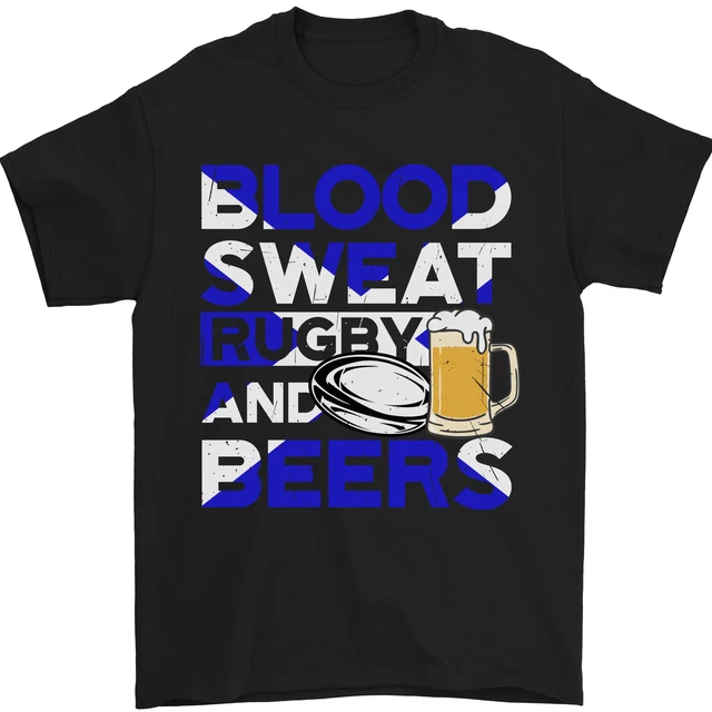 T-shirt da uomo scozzese Scotland Blood Sweat & Beers 100% cotone