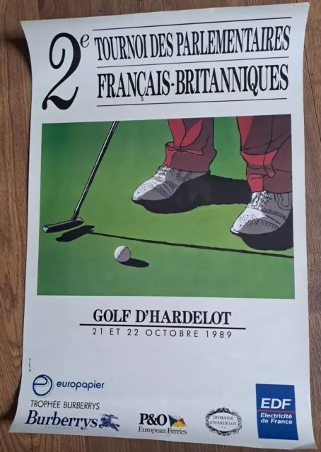 Affiche Golf Tournoi Des Parlementaires Français Britanniques, Hardelot 1989