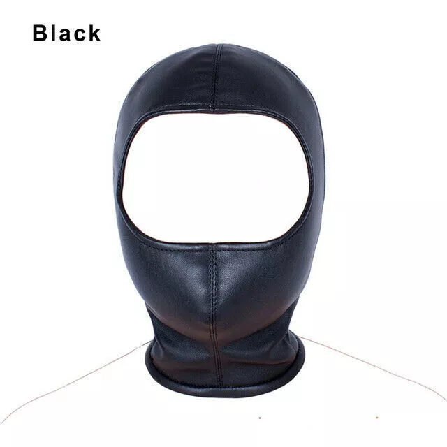 Soft PU Leather Hood Mask Open Eye Face Bare Party SM Bondage Headgear Mask 2