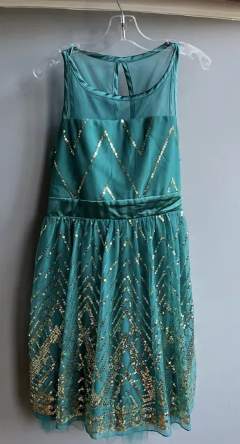 Stunning Girls Poppies and Roses Dress Size 14 Teal Wedding Party Cruise Dance