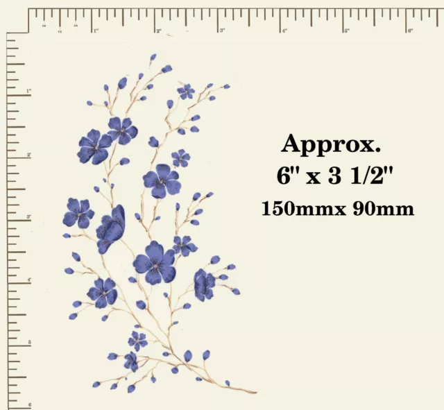 Ceramic decals BLUE FLOWERS. Floral. 3 different sizes Waterslide A18 2