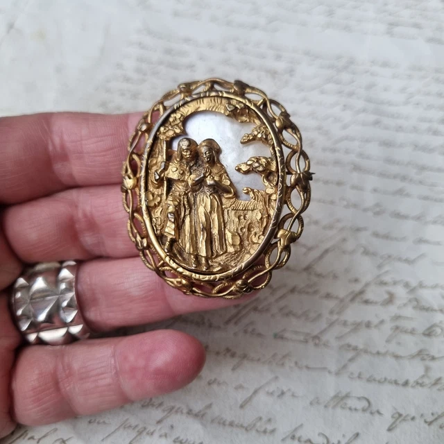 ANCIENNE BROCHE MIROIR miniature Elsa Schiaparelli ? Old Brooch 1920
