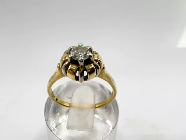 Altschliff 585er Gelbgold Verlobungsring mit einem 0,3ct Diamant