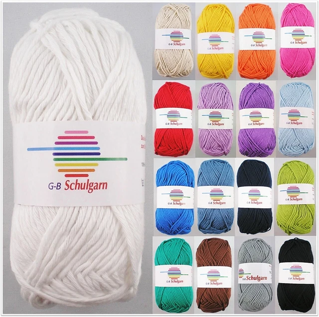 50g G-B Schulgarn Baumwolle Strick Häkelgarn zum Stricken Häkeln GP 31,80€/1kg