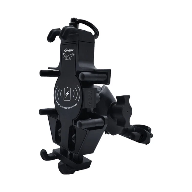 Motorcycle Cell Phone Wireless Charger GPS Handlebar Holder USB Charging 15W