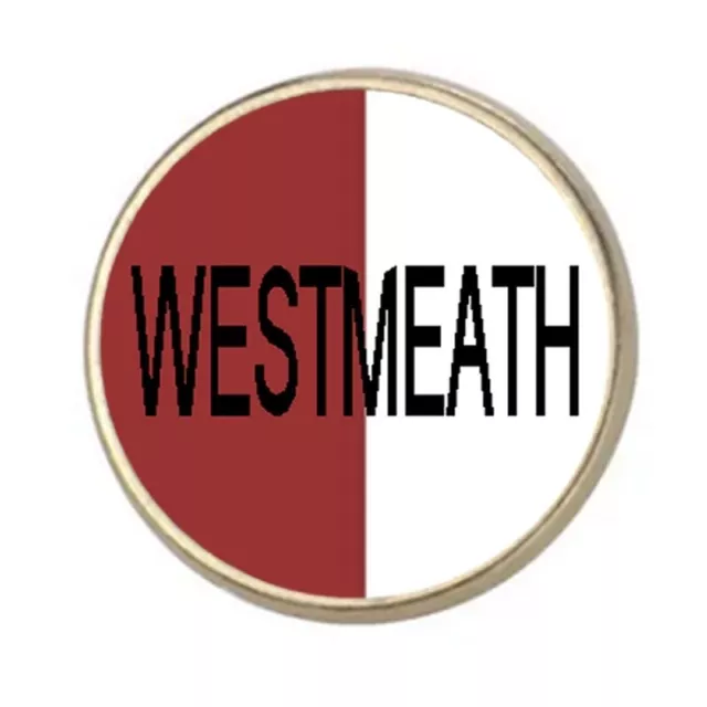 WESTMEATH Irish County Ireland Silver Colour Round Badge With A Velveteen Bag