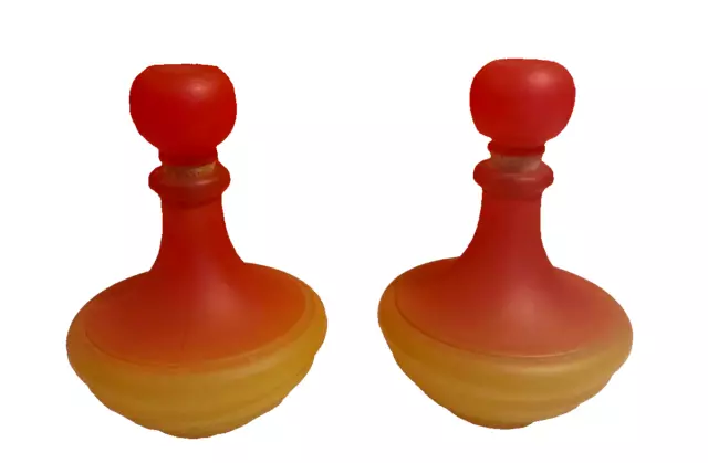 Set of 2 Coloured Glass Bottles with Stoppers