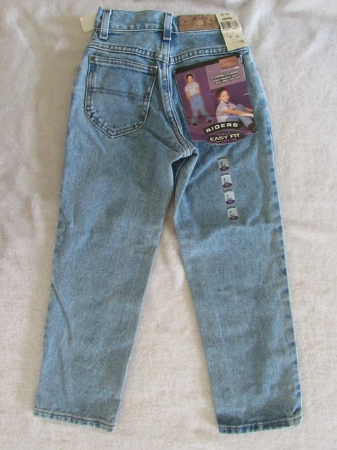Riders Easy Fit Tapered Leg Girls Size 7 S Blue Jeans Auth Stone