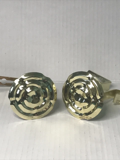 Vintage Swedecor Swag Drapery Curtain Tie Backs Hook Rosette Brass Set 4.5" 2
