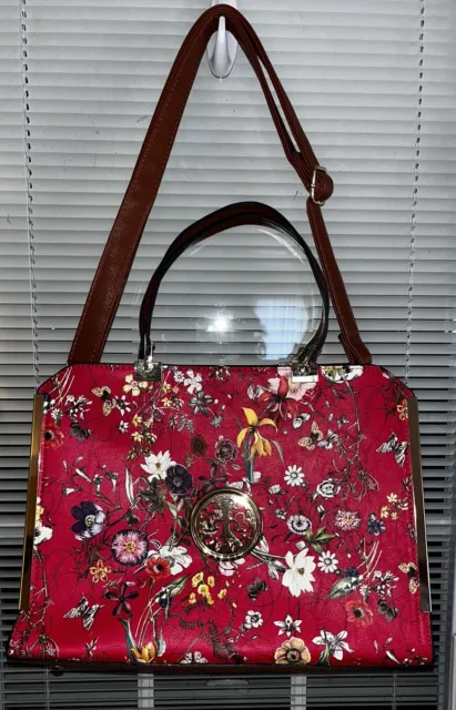 DASEIN Purse Satchel Handbag Adj Strap/short Handles Tote Floral Pink NWOT