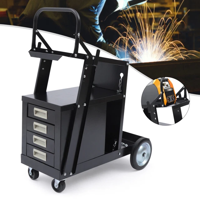 Welding Cart for MIG TIG Welder Swivel Wheels 4 Drawer Cabinet High Quality USA