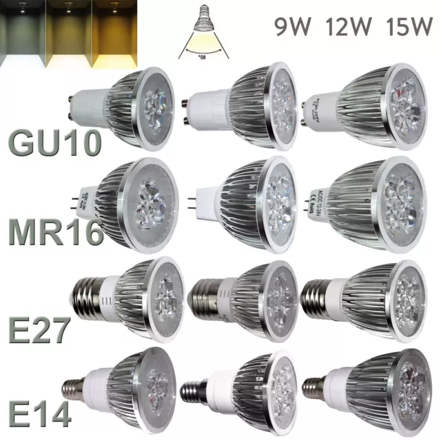 LED Dimmable Spotlight Bulbs Indoor GU10 MR16 E27 E14 9W 12W 15W 220V 240V Lamps