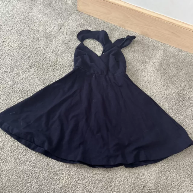 Lulu's NAVY BLUE Open Back Cute Shoulder Skater Dress Size XS