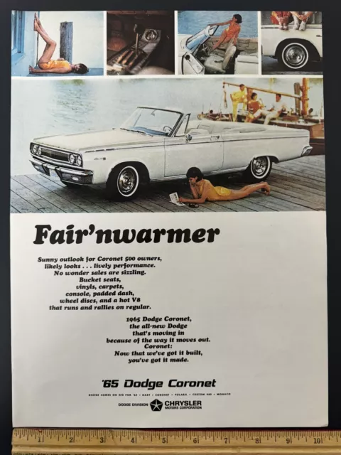 1965 Dodge Coronet Convertible, Vintage Magazine Print Ad