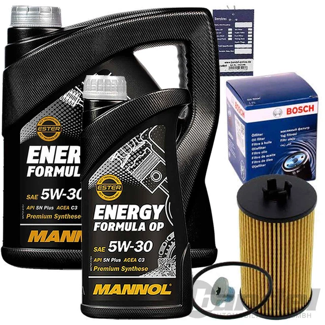 BOSCH Filtro Olio + 5L O.E.M 5W30 Adatto A per Opel Astra H J Corsa D Meriva
