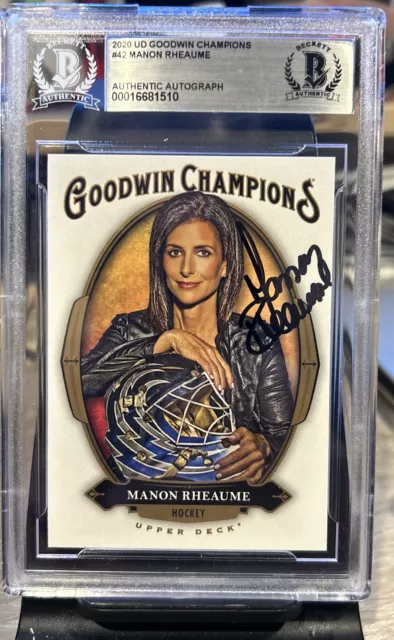 Signed 2020 Goodwin Champions Base #42 Manon Rheaume - Beckett BAS Encased