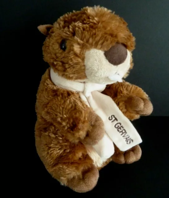 M1. Doudou Peluche Creations Dani Marmotte Castor Marron Echarpe St Gervais Ttbe