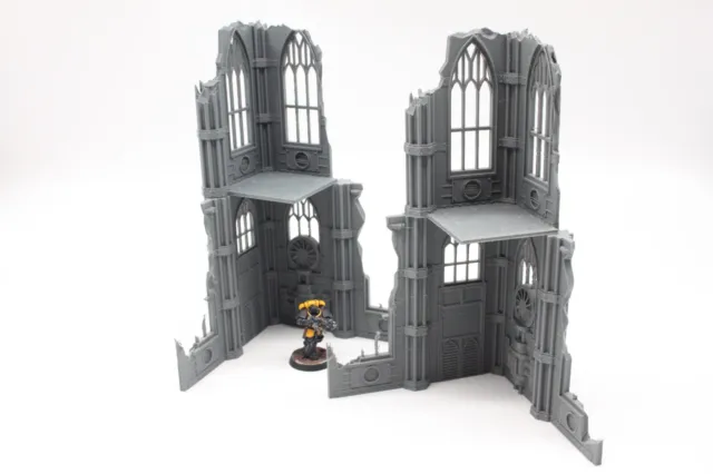 Grande pacchetto di edifici gotici in rovina terreno paesaggistico per giochi di guerra in miniatura 3