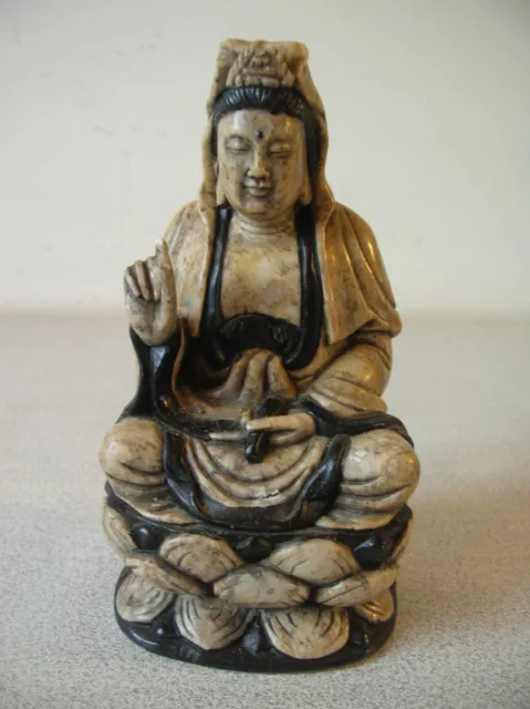 Ancienne sculpture en pierre statue de bouddha lotus de 11 cm