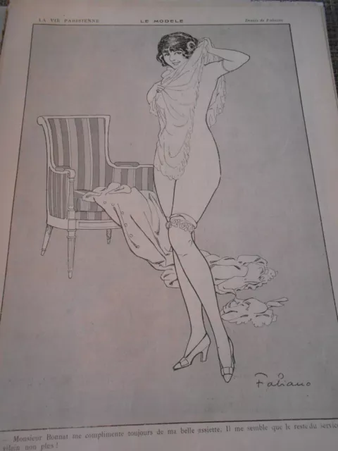 Le Modèle Girl Nude Jolie femme nue dessin Fabiano Print Art Déco 1912