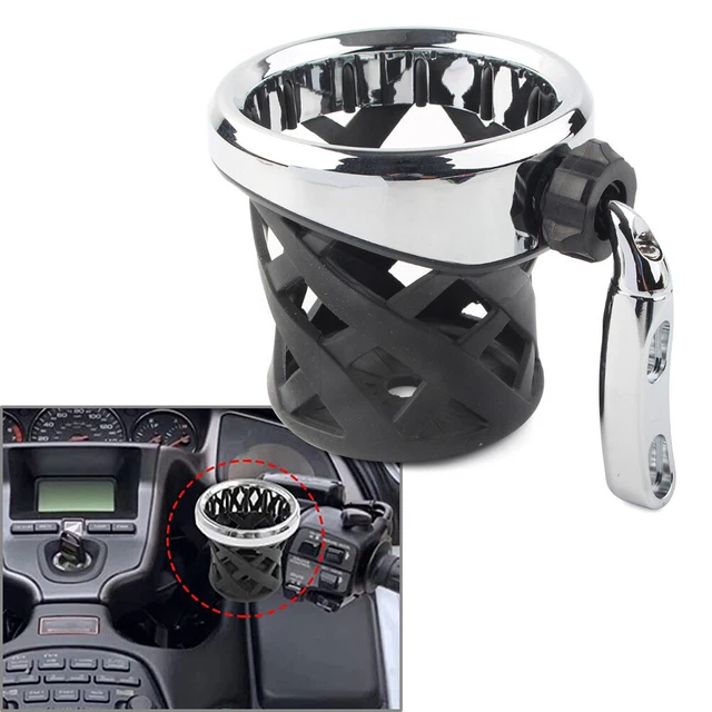 Motorcycle Handlebar Cup Holder Drink W/ Mesh Basket Fit Harley Goldwing Chrome