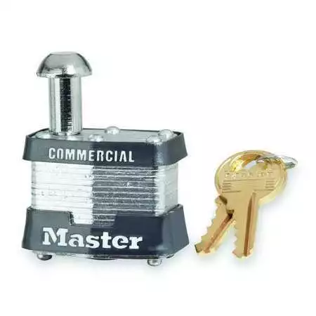 Master Lock 443 Padlock, Keyed Different, Single Post Shackle, Rectangular
