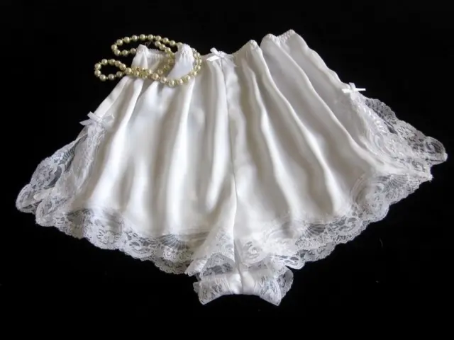 SOFT SATIN FRENCH Knickers Panties M Lacy White Silky Drapey Vintage Style  NEW £29.99 - PicClick UK