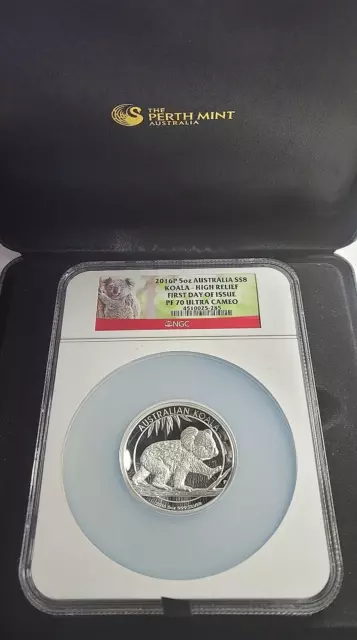 2016 P Silver Australia $8 High Relief Koala 5 Oz Proof Coin Ngc Pf 70 Uc Fdoi