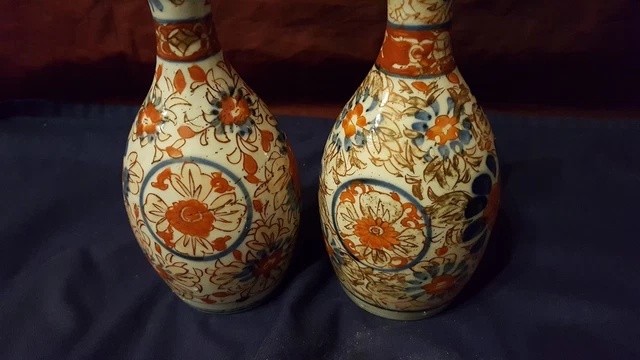 Paire De Japonais Ancien Gourde Vases Fin 19th/Début 20th Siècle Meiji 2
