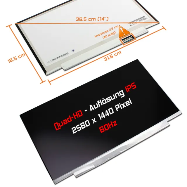 14,0" LED Display matt passend für Lenovo FRU 00NY664 IPS QHD Quad-HD Quad-HD