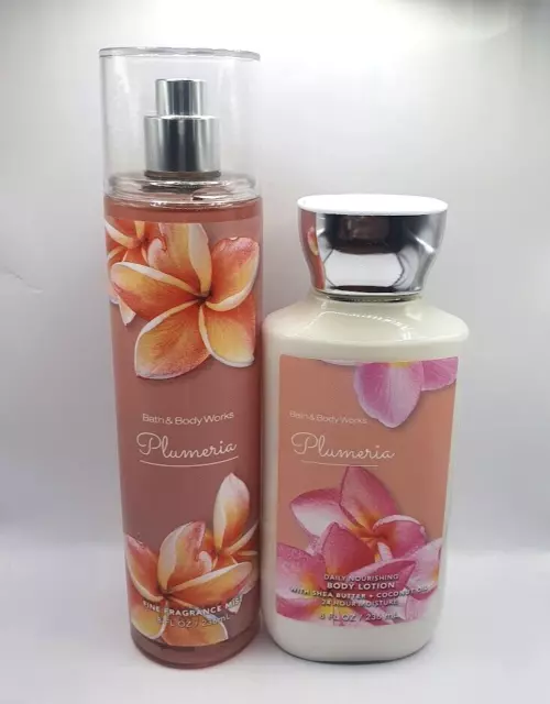 Bath And Body Works Plumeria Body Mist & Lotion 8 Fl Oz Each (Set Of 2)