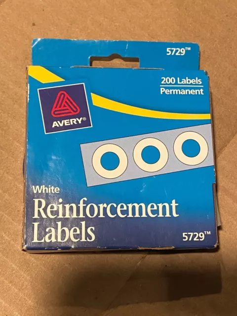 Avery White Reinforcement Labels #5729 200 Labels *NEW* x1