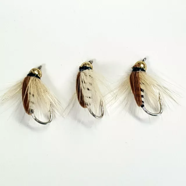 3 x GOLD HEAD CORIXA NYMPH TROUT FLIES Sizes 10,12,14,16 Available