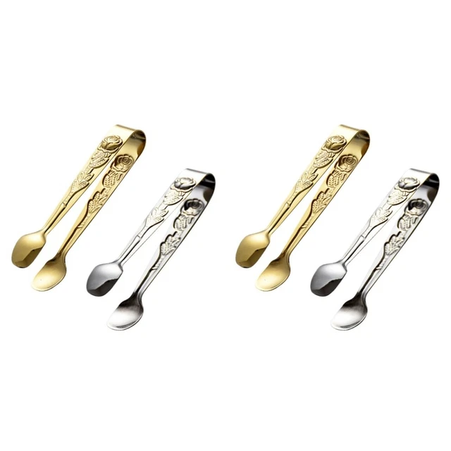 4 Pcs Foods Tongs​​​​​​​ Small Kitchen Ice Block Metal Cubes
