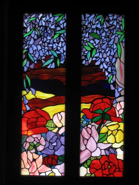 JACARANDA & ROSES Stained Glass Entranceway CUSTOM BUILT AUSTRALIAN Window Reno 3