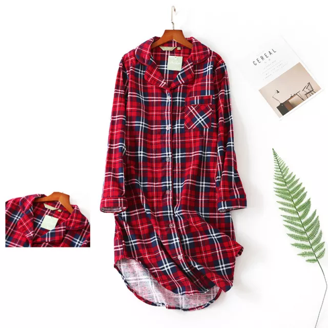 WOMEN'S 100% COTTON Flannel Nightshirt Nightdress Boyfriend Sleepwear  Sleepshirt $12.25 - PicClick