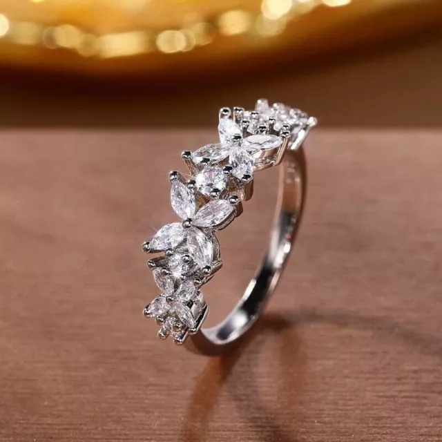 Anillo Mujer Flores Plata 925 Capa Zirconia + LED Caja de Regalo Cumpleaños 3