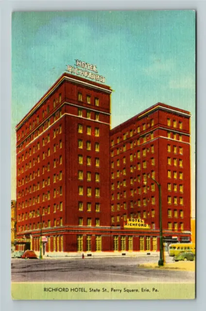Erie PA- Pennsylvania, Richford Hotel, Outside View, Vintage Postcard