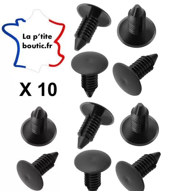 10 Clips 8 mm Fixation Plastique rivet Agrafe Garniture Porte Voiture pare choc