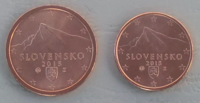 1+ 2 cent Monedas de Curso Eslovaquia 2015 sin circular