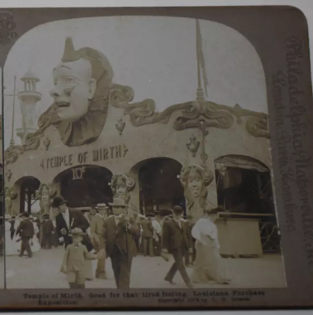 Vintage Stereoview Card St Louis Worlds Fair 1904 Exposition Temple of Mirth