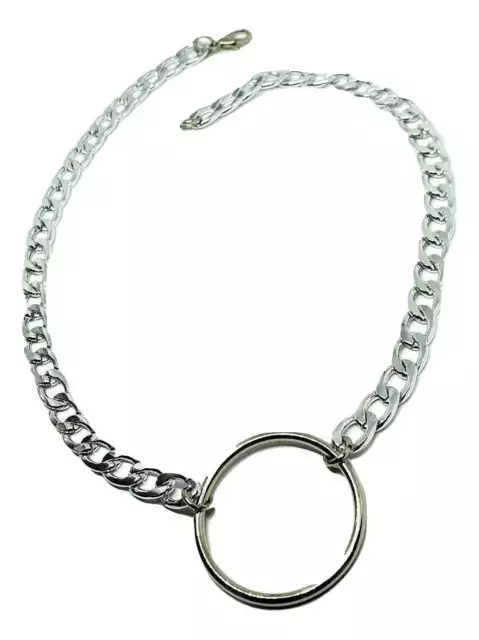 Ring Collar Choker Necklace Curb Chain Sub Dom 40mm Kink Metal Clasp Harajuku