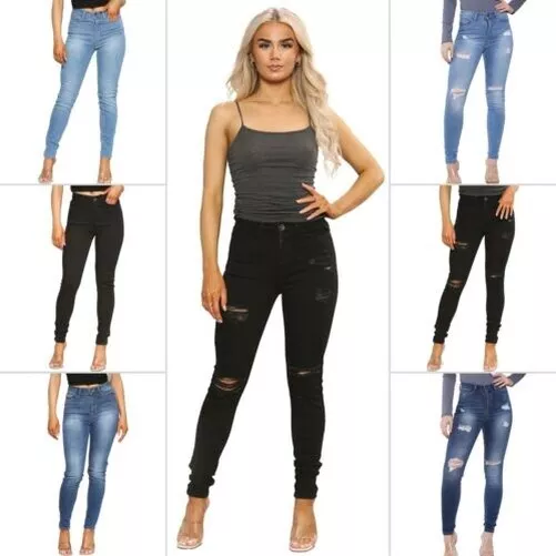 Enzo Femmes Extensible Skinny Jeans Femmes Jeans Coupe Slim Pantalon Tailles UK