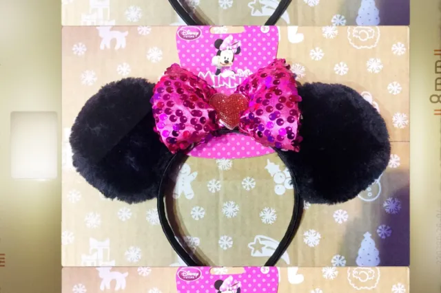 Ears for Costume Of Minni Bow Of Paillette With Diamond Heart-Shaped