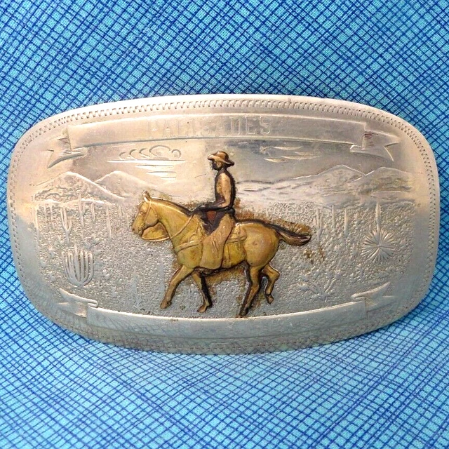 Comstock Silversmiths German Silver Horse & Rider Belt Buckle Vintage 70s.MMR925