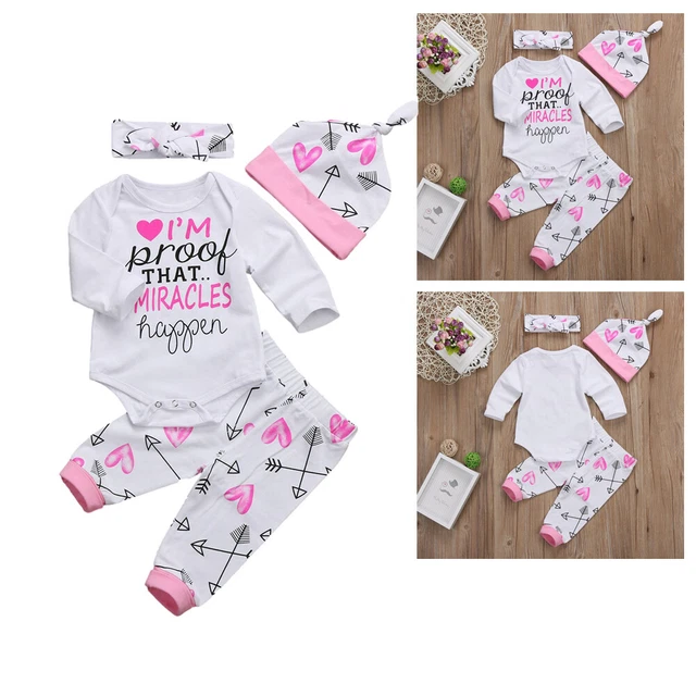 Baby Girl Boy Newborn Romper Tops Pants Outfits Infant Long sleeved Clothes Sets