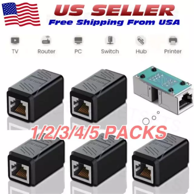 RJ45 Inline Coupler Cat7/Cat6/Cat5e Ethernet Network Cable Extender Connector US