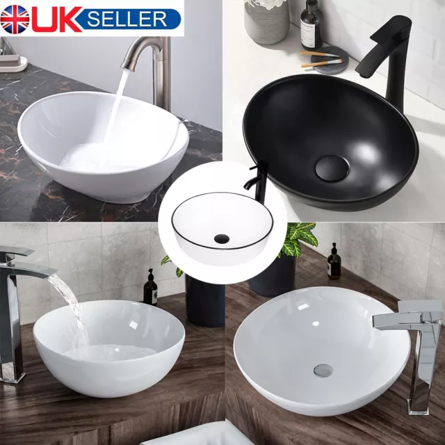 Bathroom Sink Hand Wash Countertop Modern Small Basin Ceramic White Oval Round